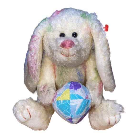 Ty Attic Treasures Georgia Rabbit Plush Multicolor With Floral Ball - Picture 1 of 9
